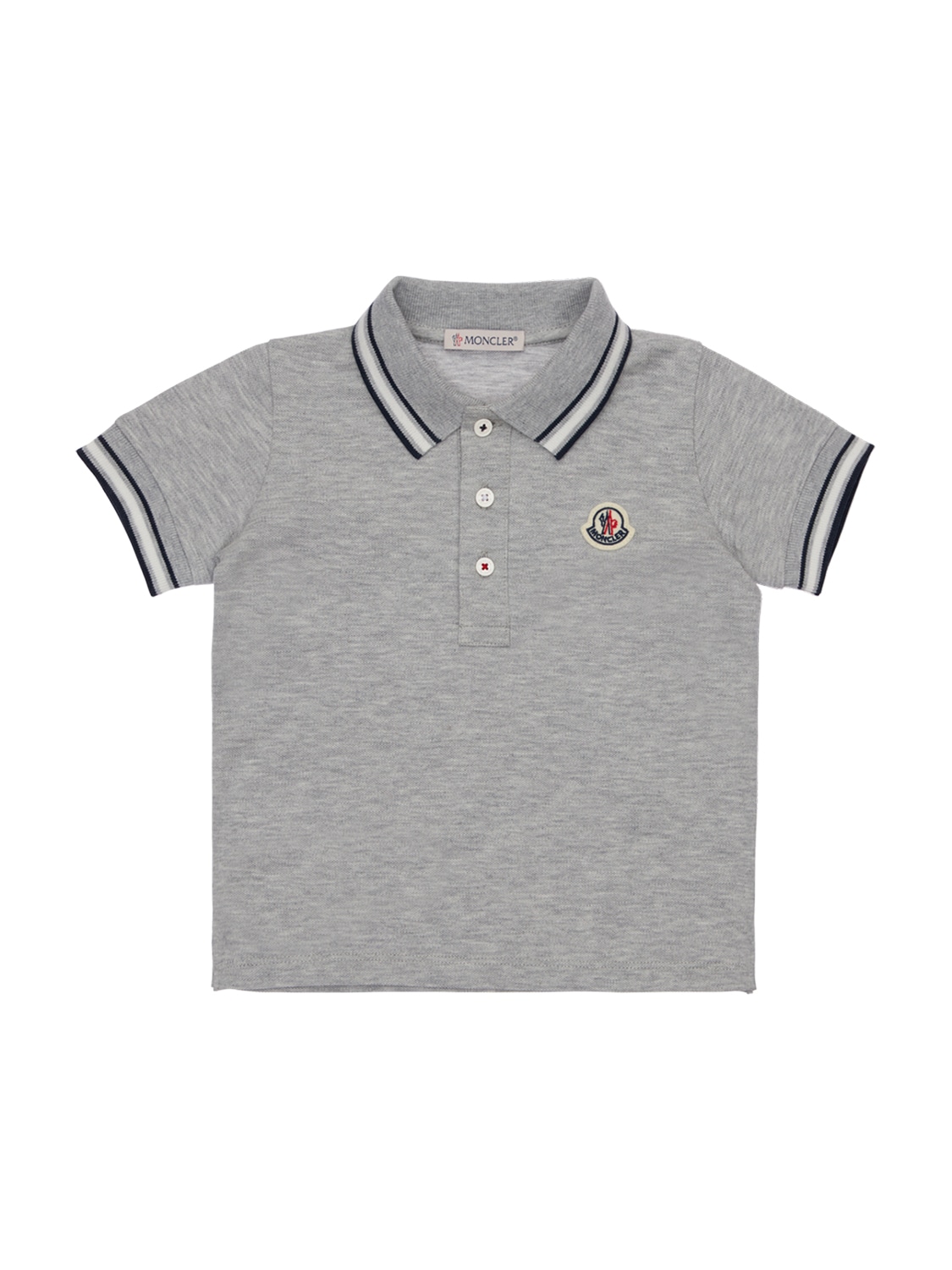 Moncler Kids' Cotton Piquet Polo Shirts In Grey