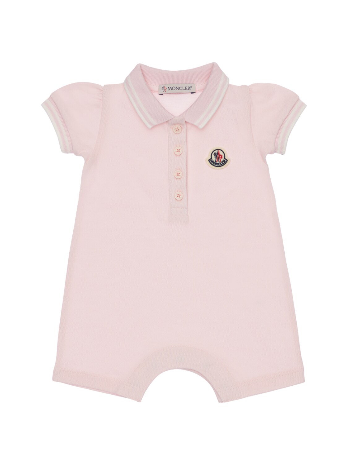 Moncler Babies' Cotton Piquet Romper In Pink