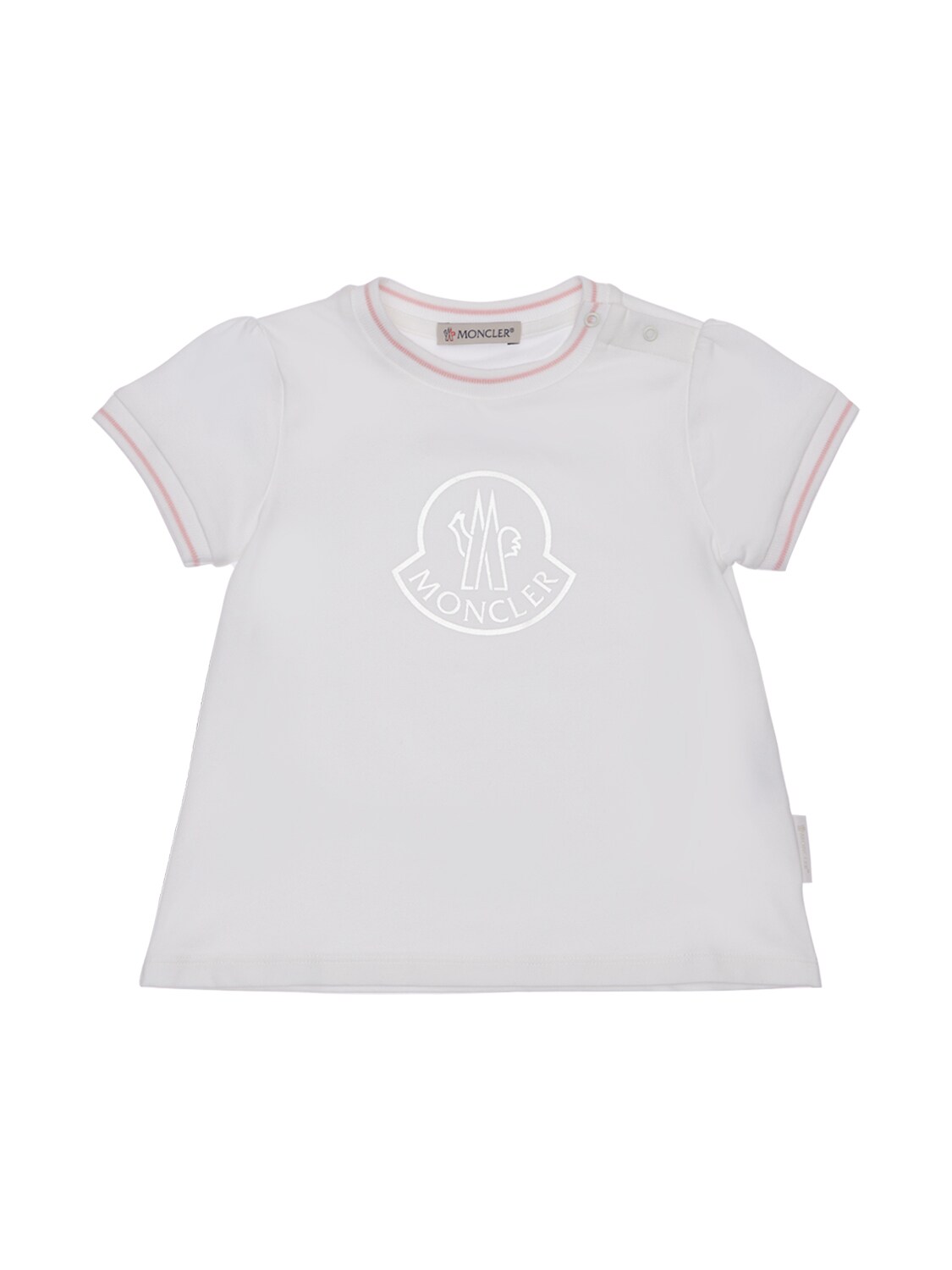 Moncler Kids' 棉质平纹针织t恤 In White