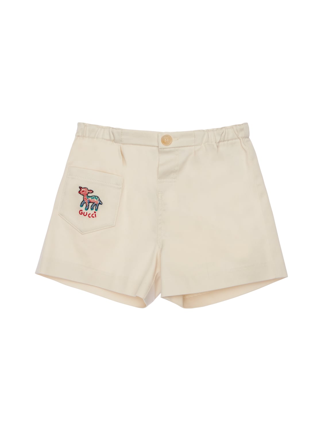 Gucci Kids' Stretch Gabardine Shorts W/ Embroidery In White
