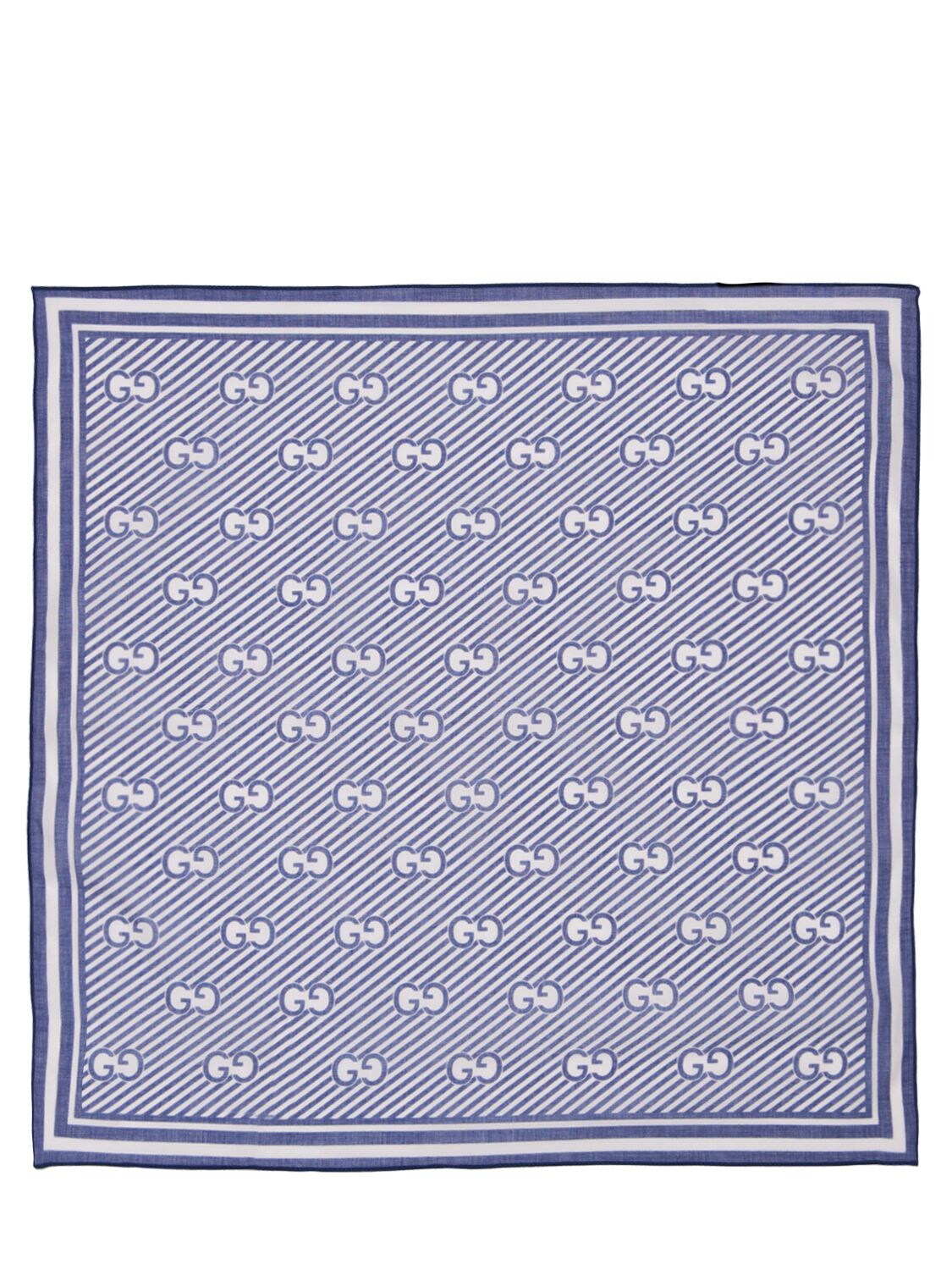Gucci Kids' All Over Logo Cotton Scarf In Blue,white