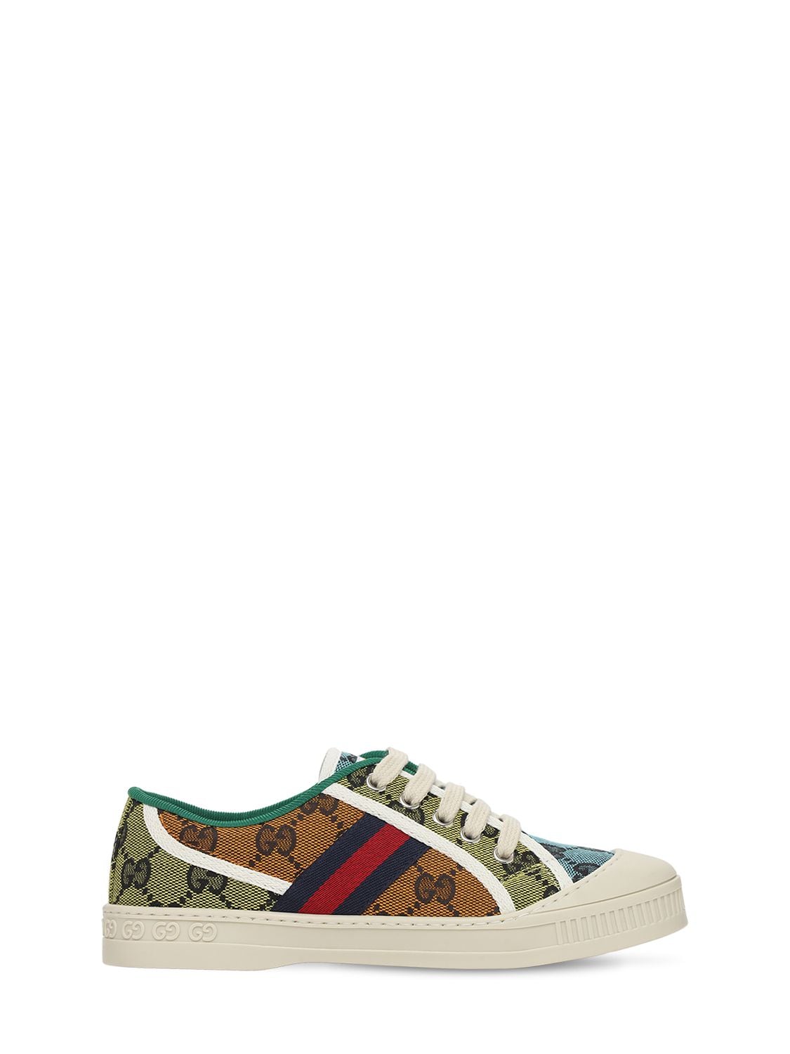 Gucci Kids' Gg Canvas & Leather Sneakers In Multicolor