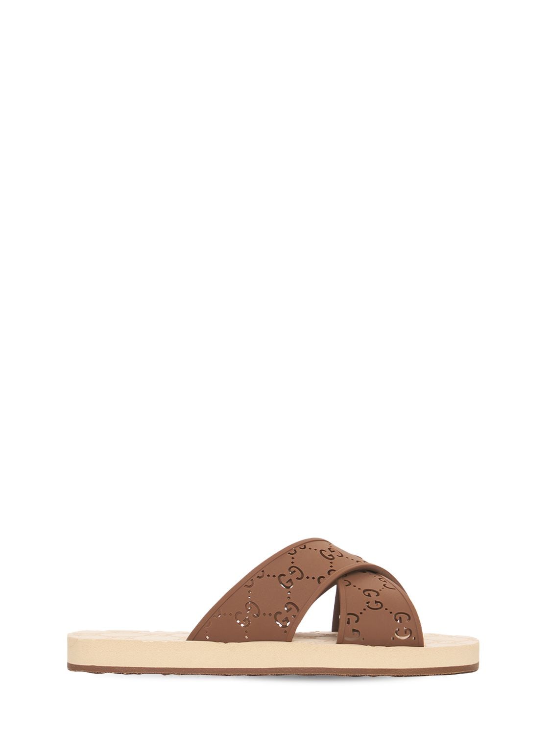 Gucci Kids' Gg Rubber Sandals In Brown