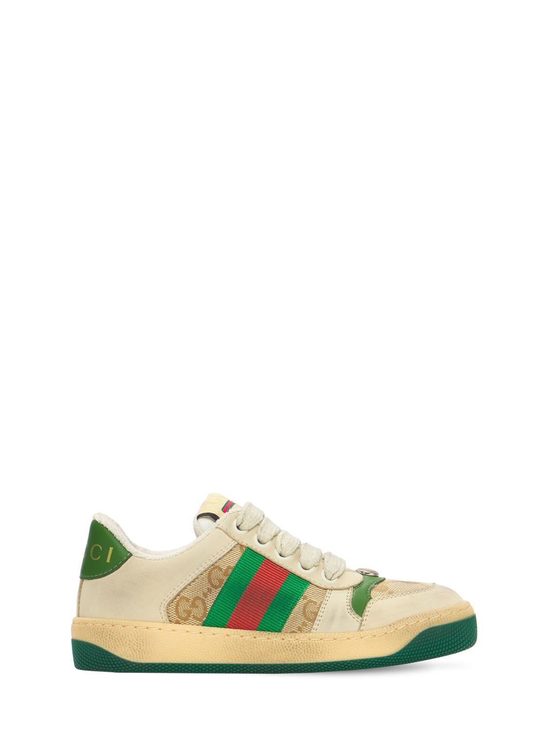 Gucci Kids' Gg Canvas Trainers W/ Web Detail In Beige