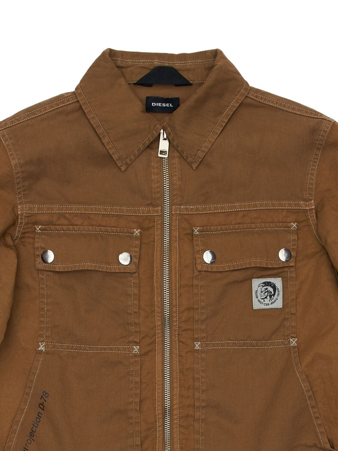 Diesel Kids' Jberkley Zipped Cotton Jacket In Brown | ModeSens