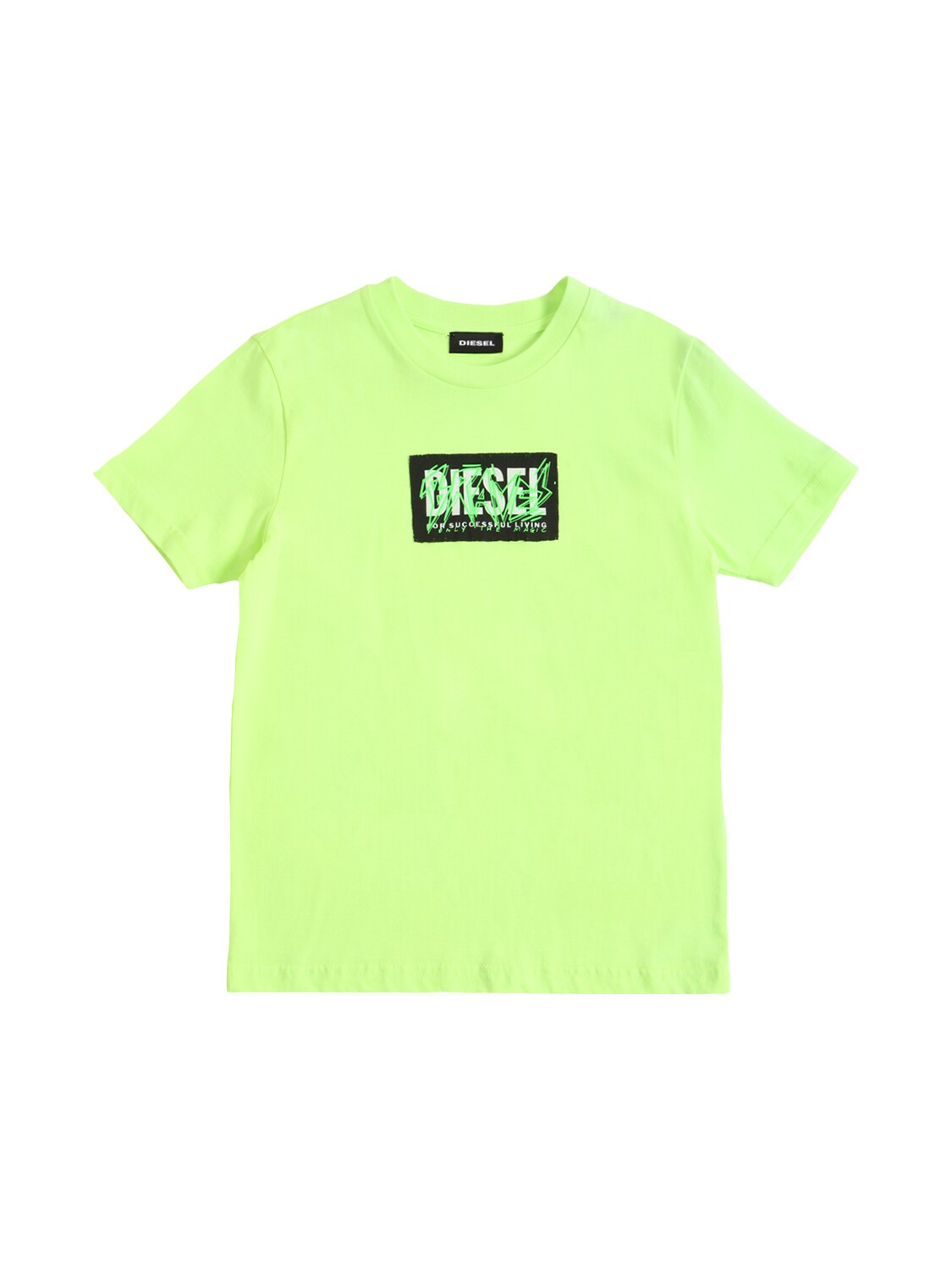 Diesel Kids' Printed Cotton Jersey T-shirt In Neon Green