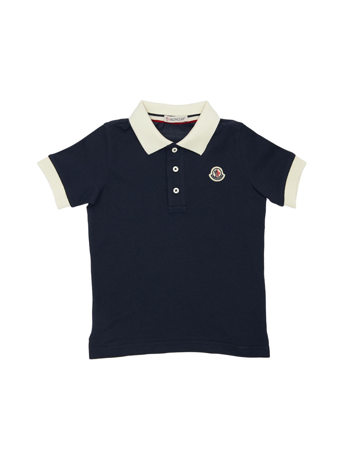 Moncler Kids' Cotton Piquet Polo Shirt In Navy