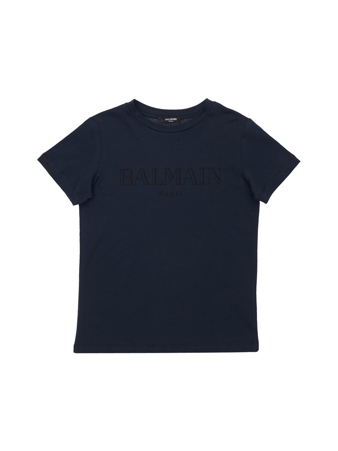 Balmain Kids' Logo Print Cotton Jersey T-shirt In Blue