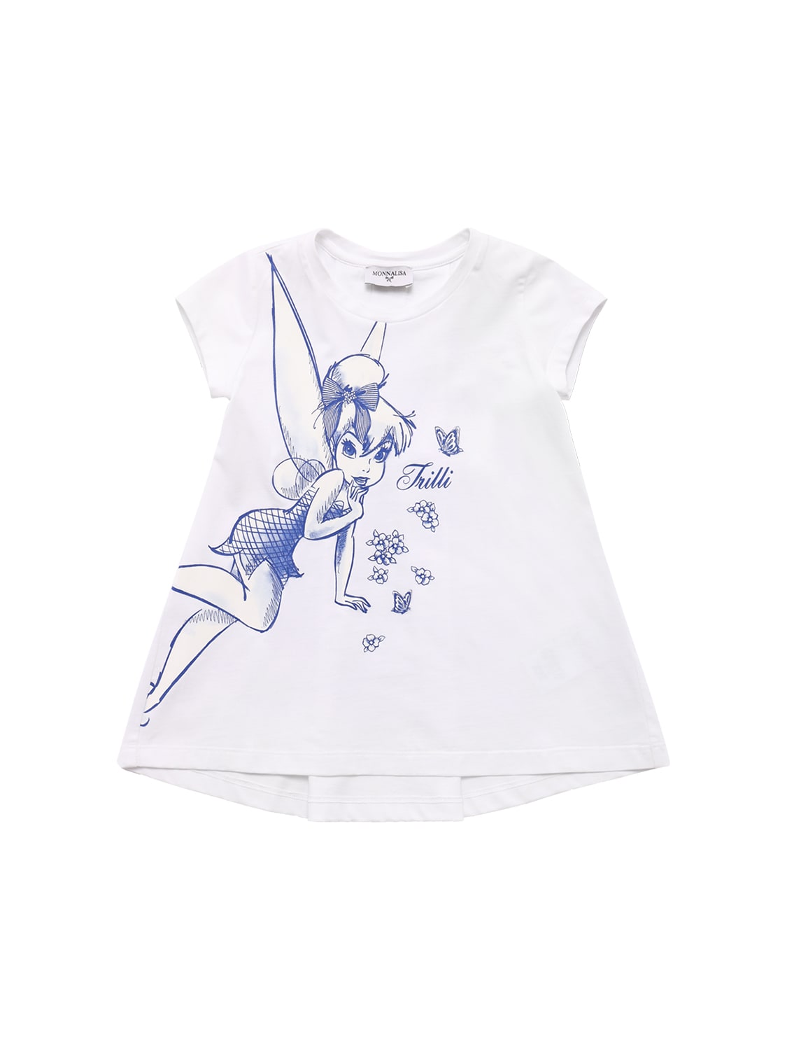 Monnalisa Kids' Tinker Bell Print Cotton Jersey T-shirt In White