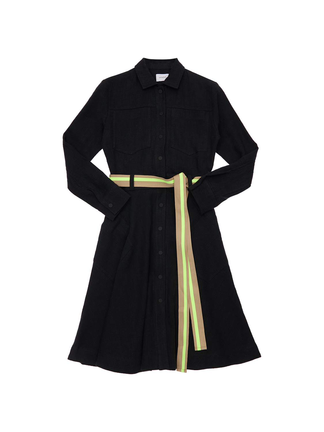 Langärmeliges Kleid Mit Gürtel