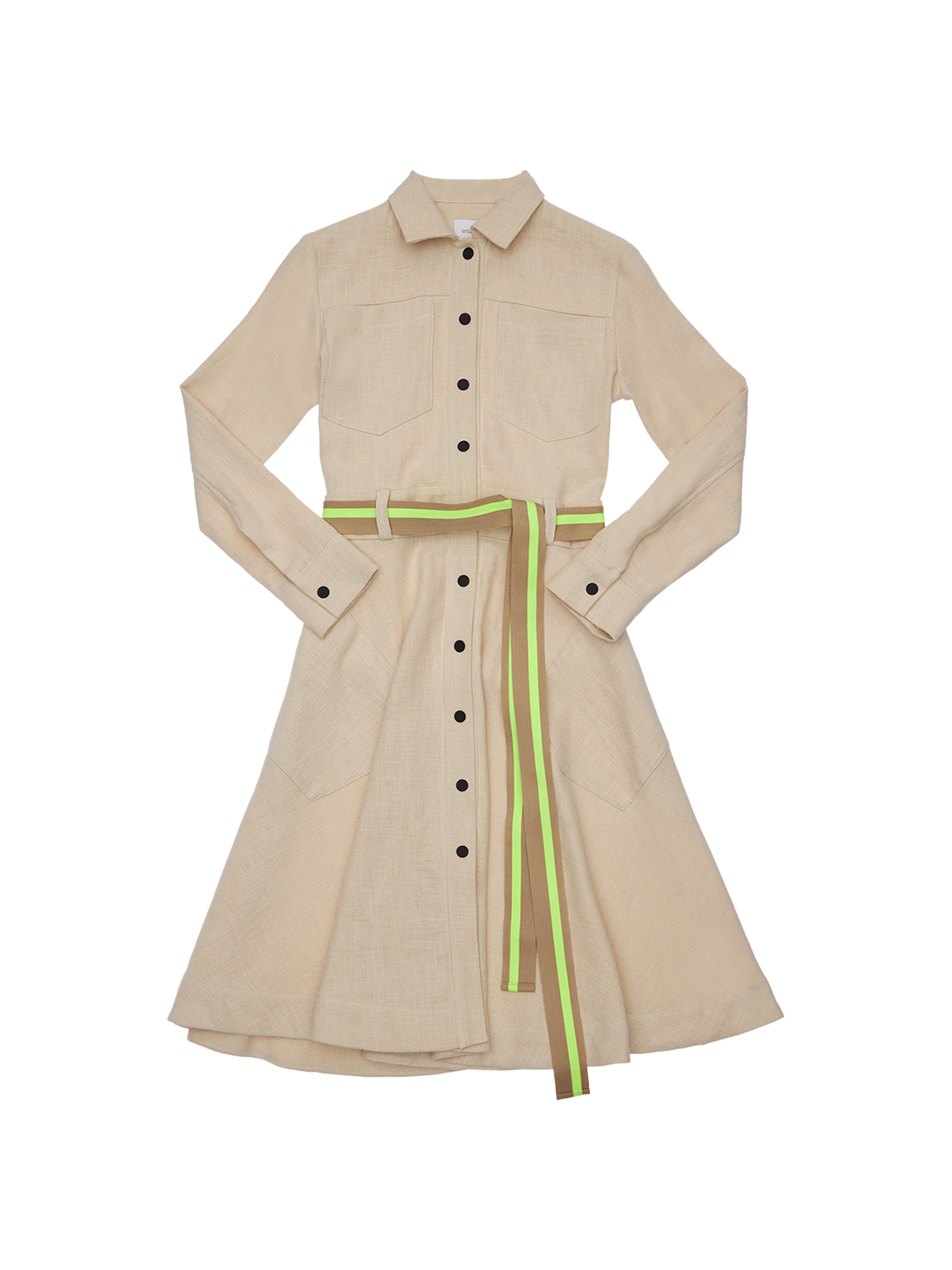 Langärmeliges Kleid Mit Gürtel
