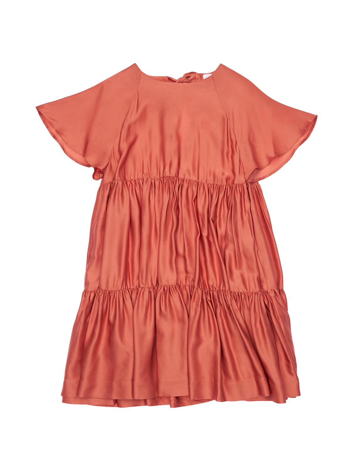 Unlabel Kids' Ruffled Viscose Blend Satin Dress In Dark Pink