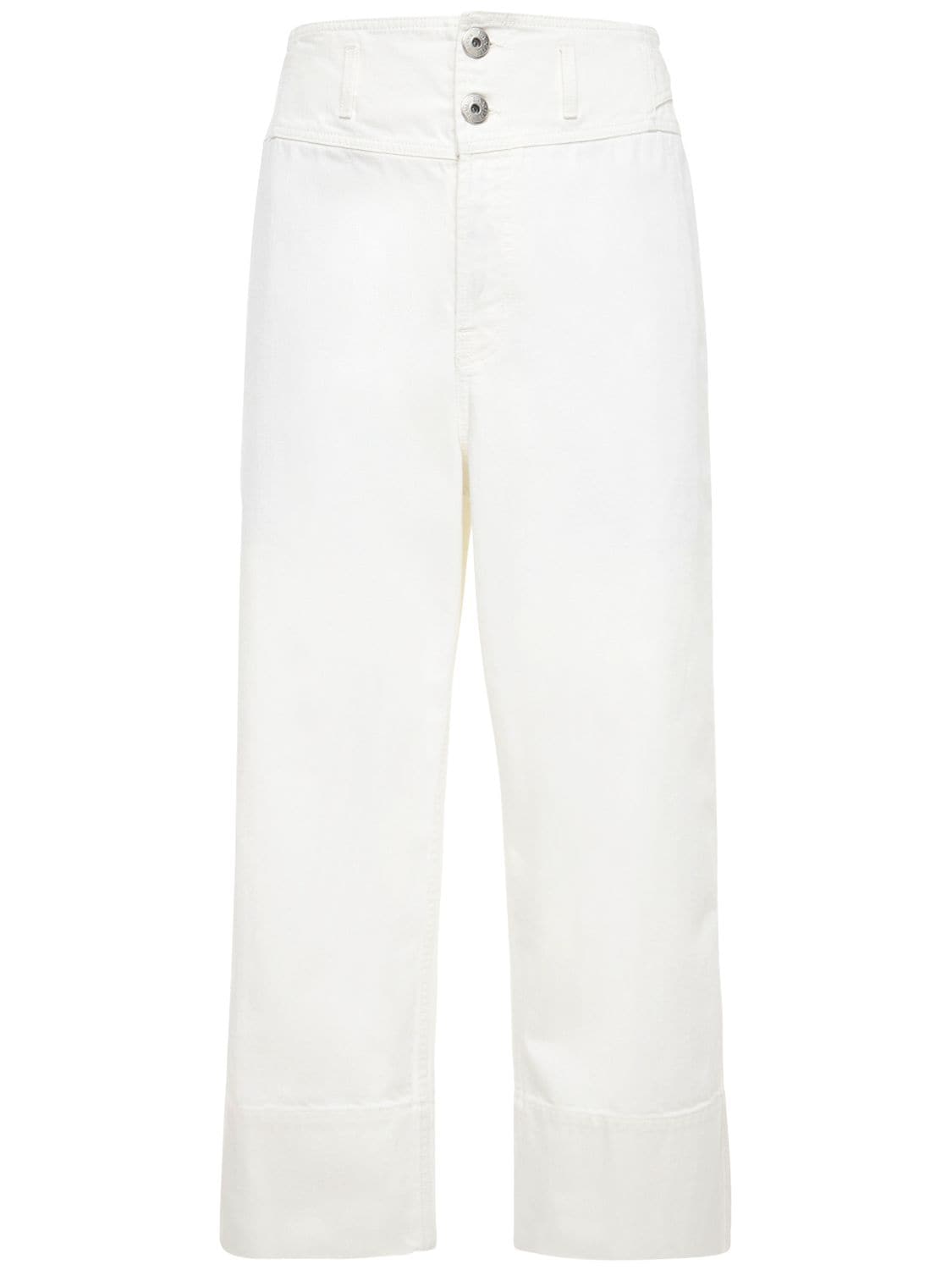 Lanvin Wide Leg Denim Jeans W/ Side Tabs In White