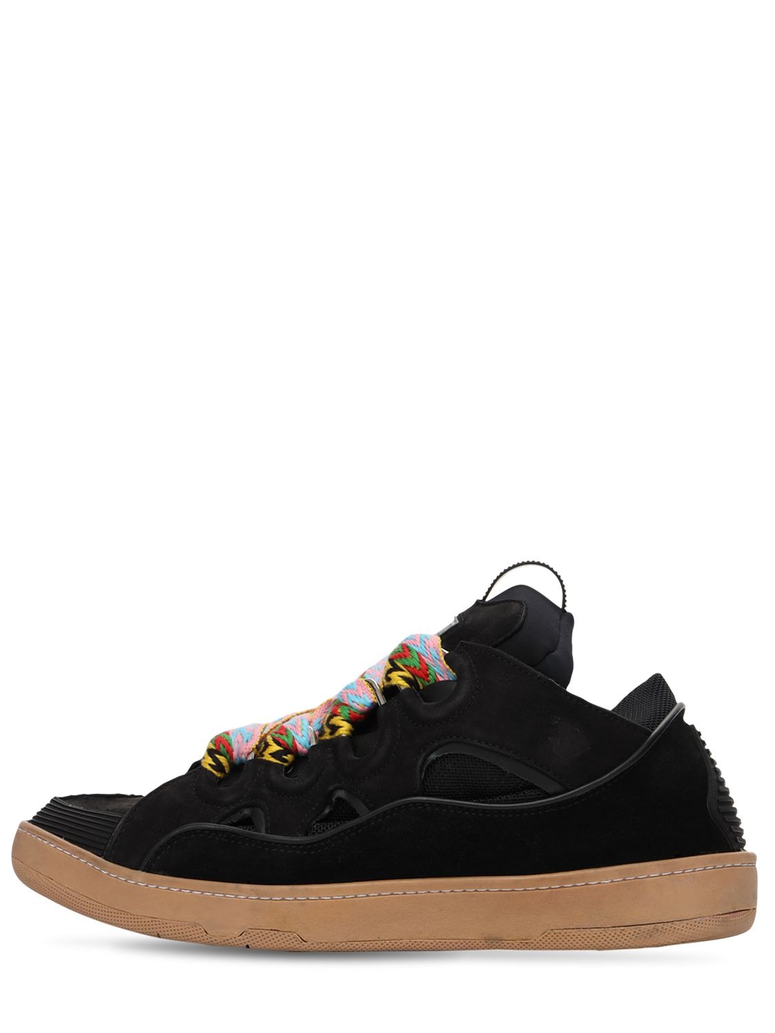 Lanvin Curb Leather Sneakers In Black | ModeSens