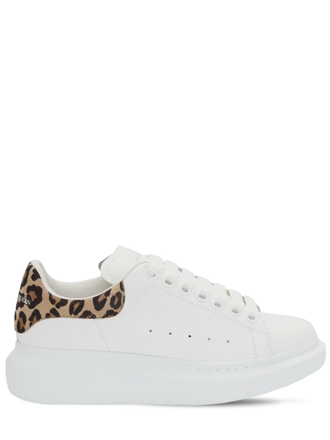 Alexander Mcqueen Woman White Oversize Sneakers With Leopard Spoiler ...