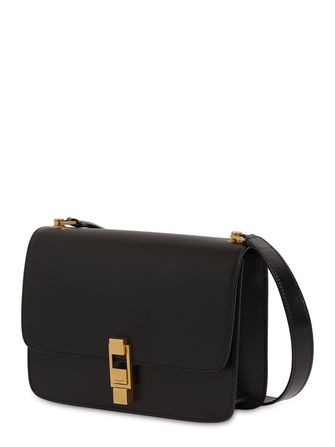 Shop Saint Laurent Carré Leather Shoulder  Bag In Black
