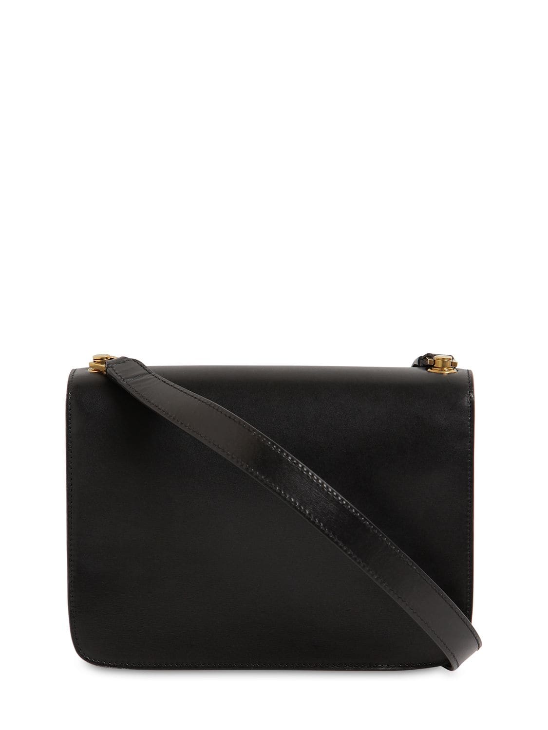 Shop Saint Laurent Carré Leather Shoulder  Bag In Black