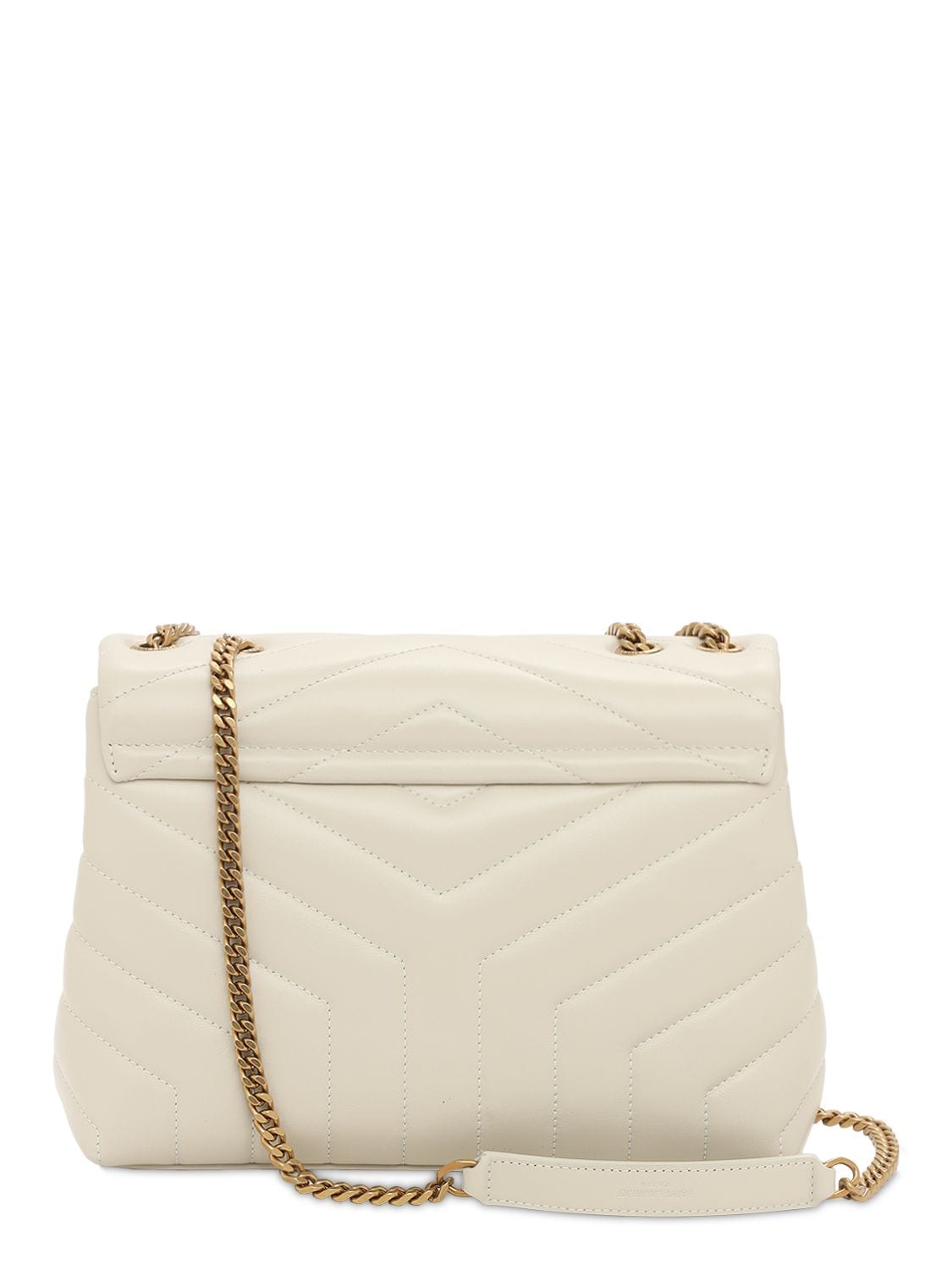 Shop Saint Laurent Small Loulou Leather Shoulder Bag In Crema Soft