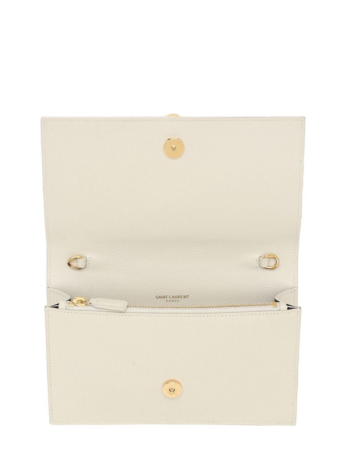 Shop Saint Laurent Kate Leather Shoulder Bag In Crema Soft