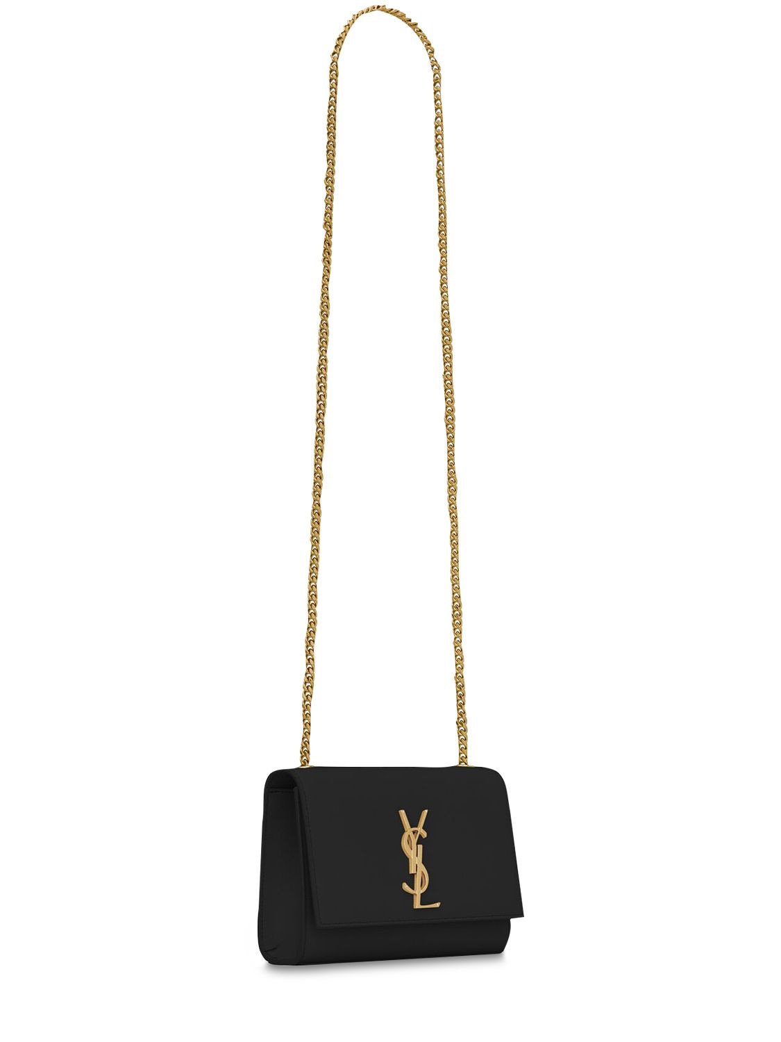 Shop Saint Laurent Small Kate Leather Chain Bag In Black