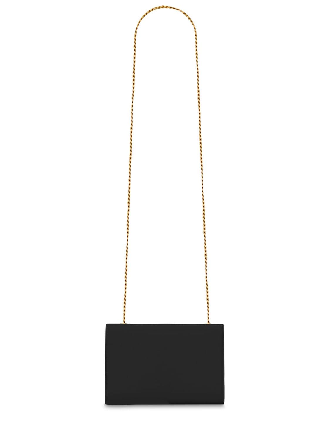 Shop Saint Laurent Small Kate Leather Chain Bag In Black