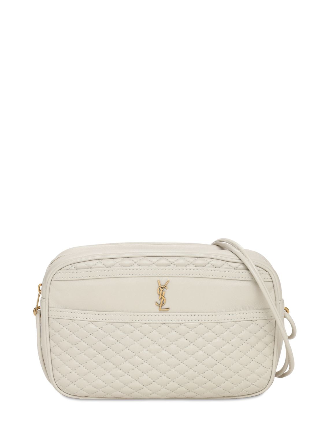 Saint Laurent Quilted Ysl Crossbody Camera Bag In 9207 Crema Soft