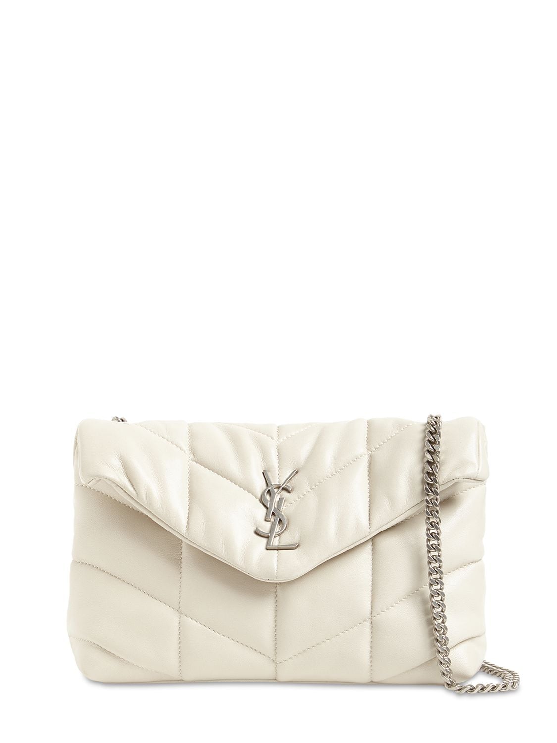 White SAINT LAURENT Loulou Puffer Mini leather shoulder bag on COOLS