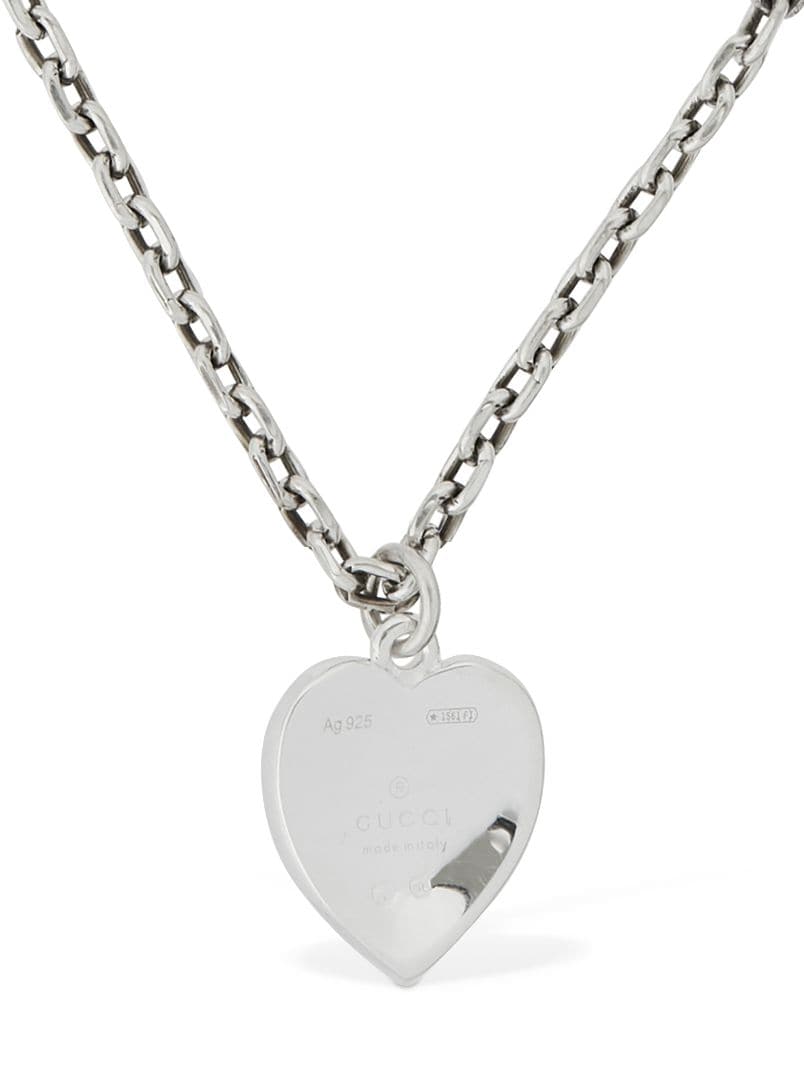 Shop Gucci Heart Enamel Charm Chain Necklace In Silver,red