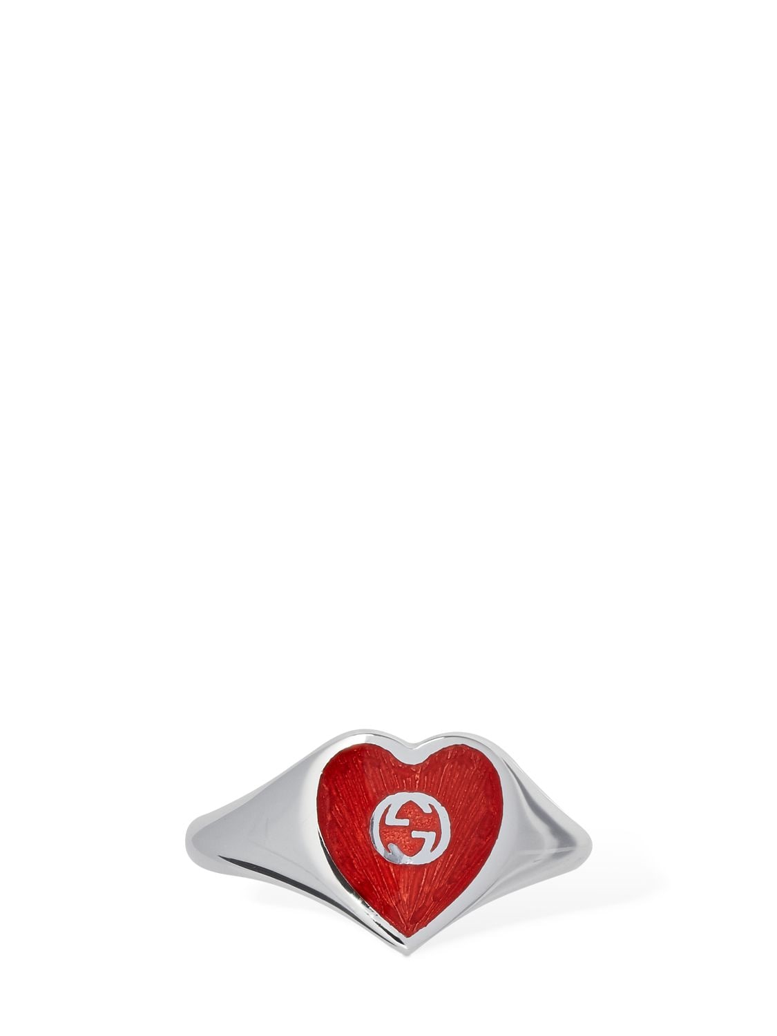 Image of Interlocking G Enamel Heart Ring