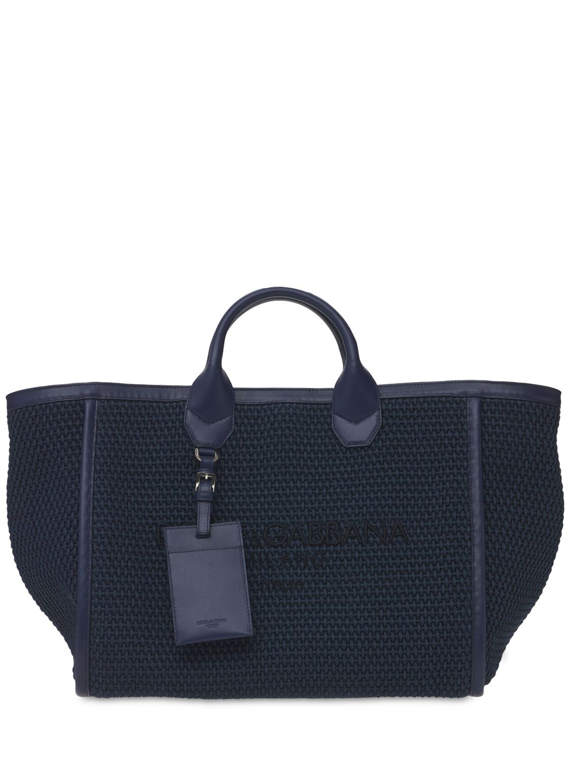 Dolce & Gabbana Logo Braided Tote Bag In Blue