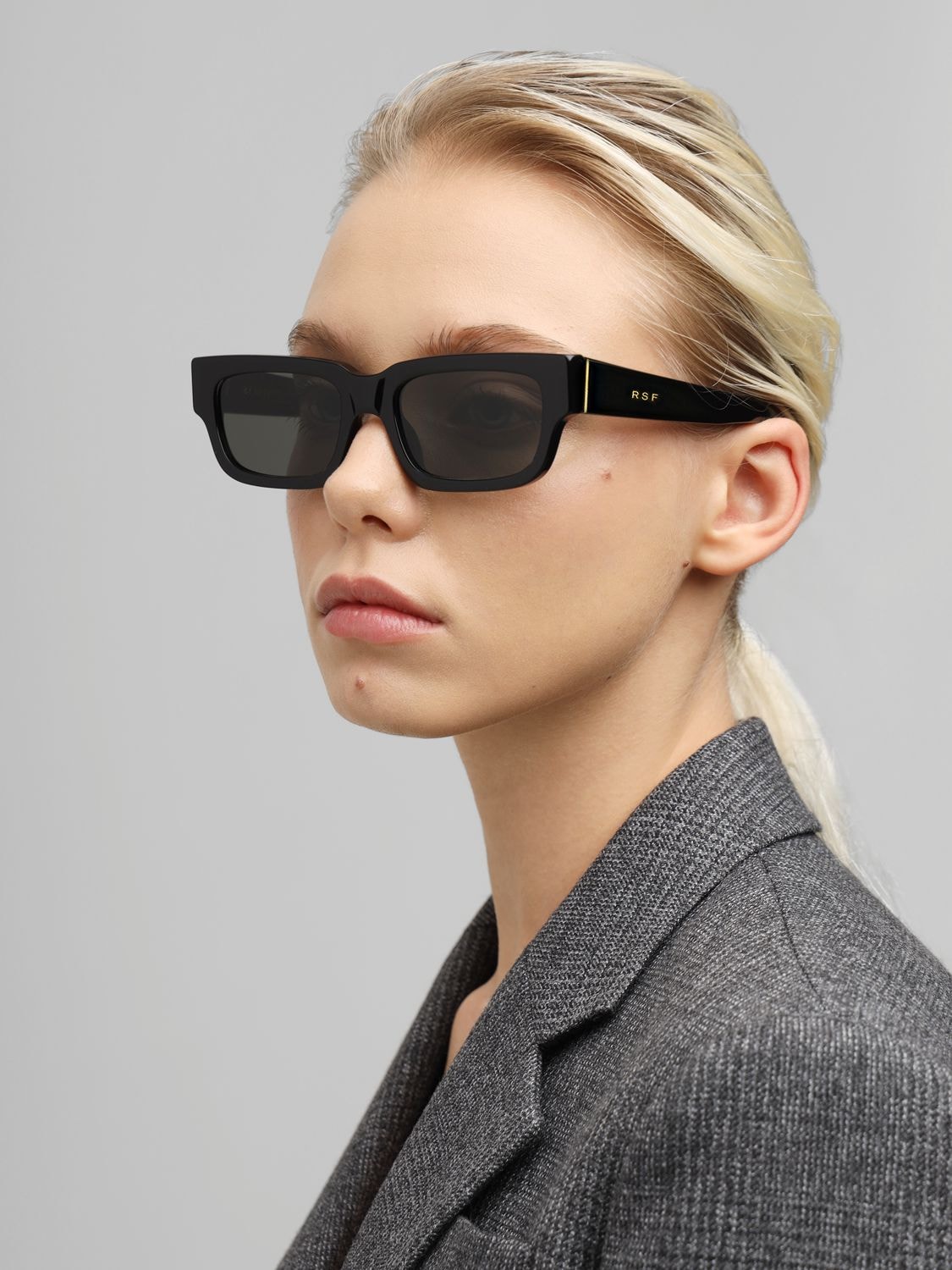 Shop Retrosuperfuture Roma Black Squared Acetate Sunglasses