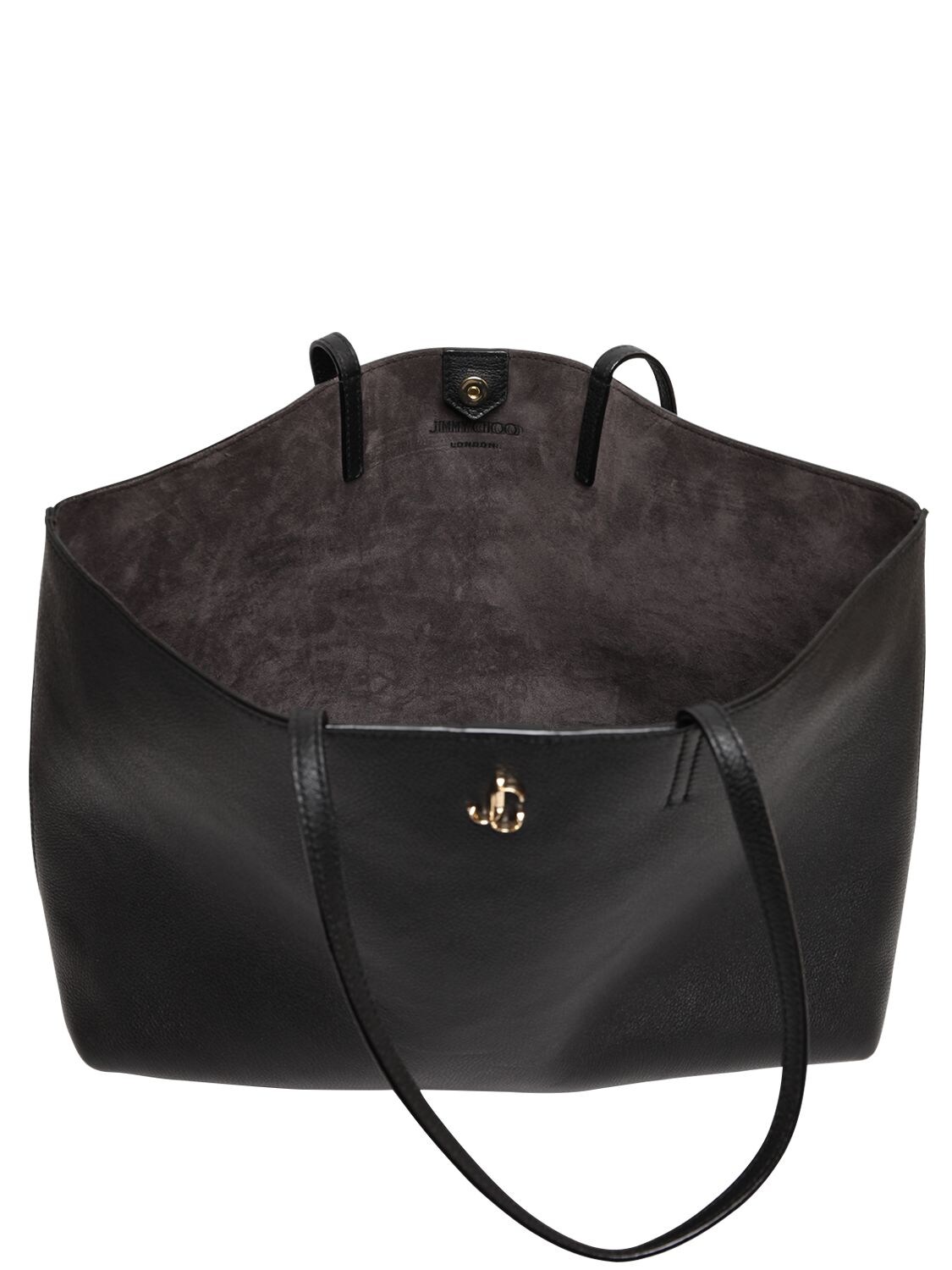 Shop Jimmy Choo Nine 2 Five Leather Tote Bag In Black
