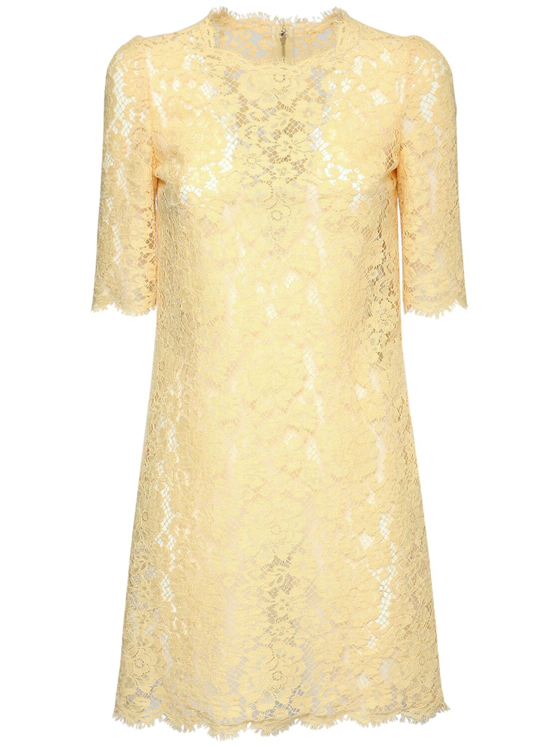 Cotton & Viscose Lace Effect Mini Dress