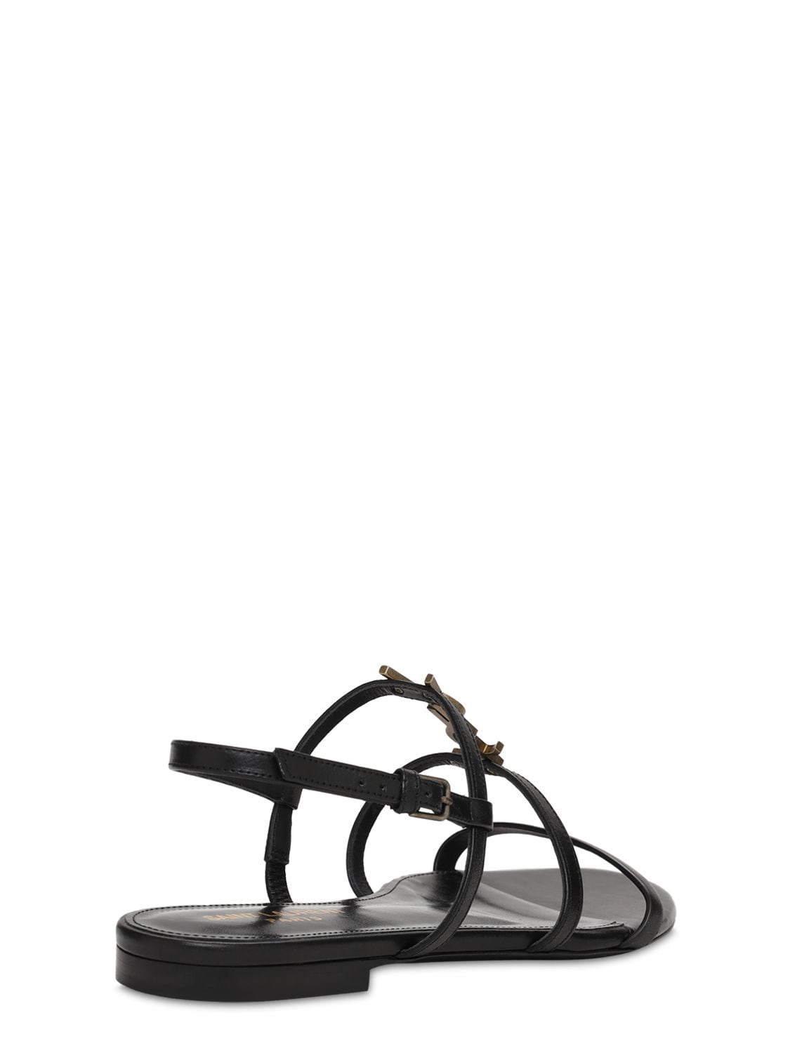 Shop Saint Laurent 10mm Cassandra Leather Sandals In Black