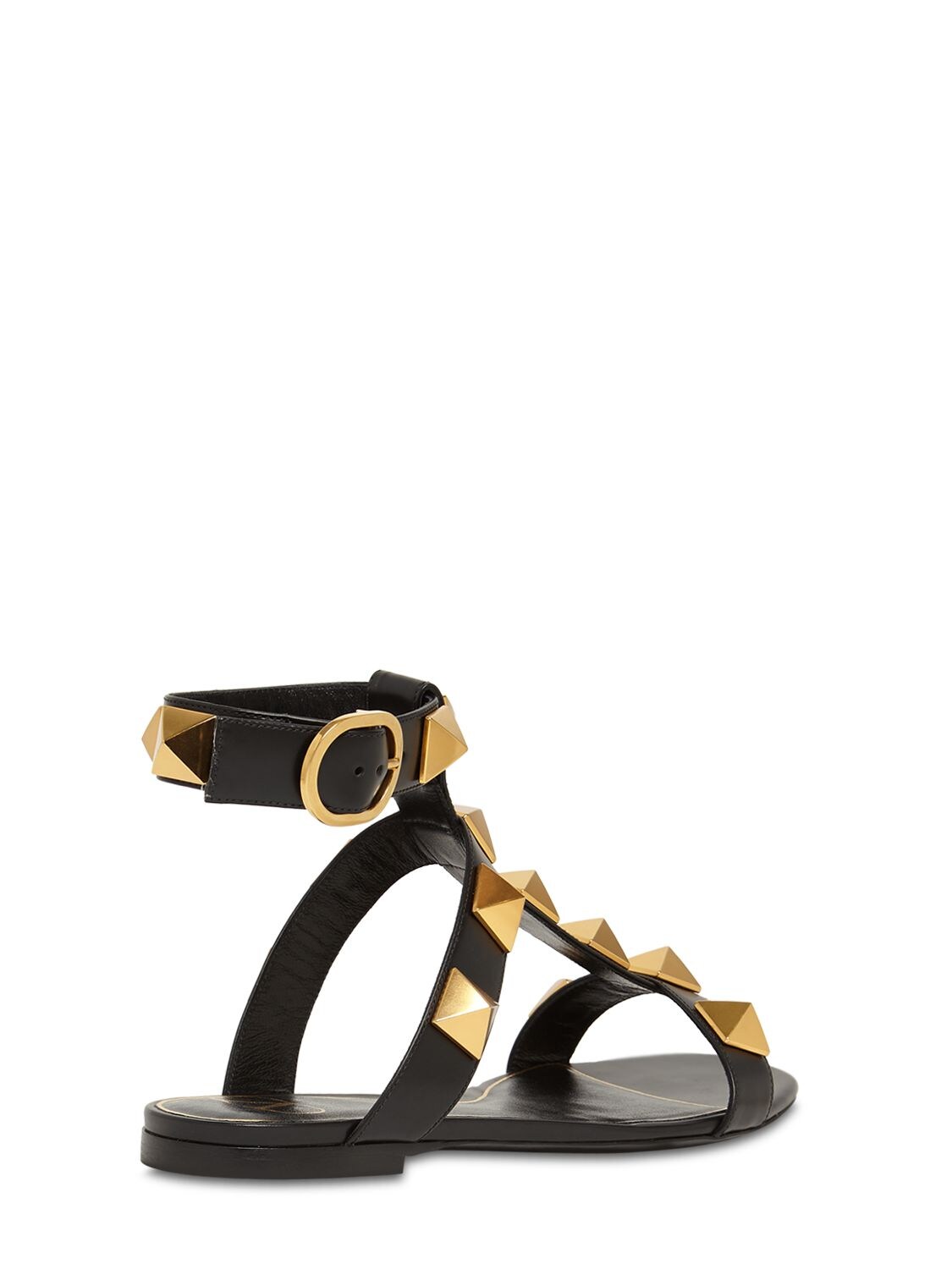 Valentino Garavani 10mm Roman Stud Leather Sandals In Black | ModeSens