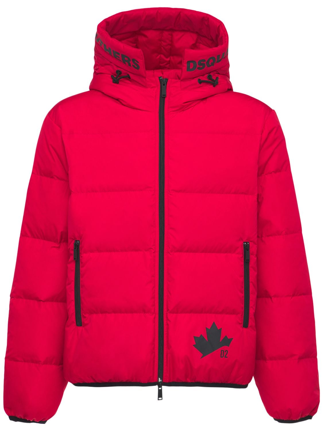 Dsquared2 Leaf Print Nylon Down Jacket In Red