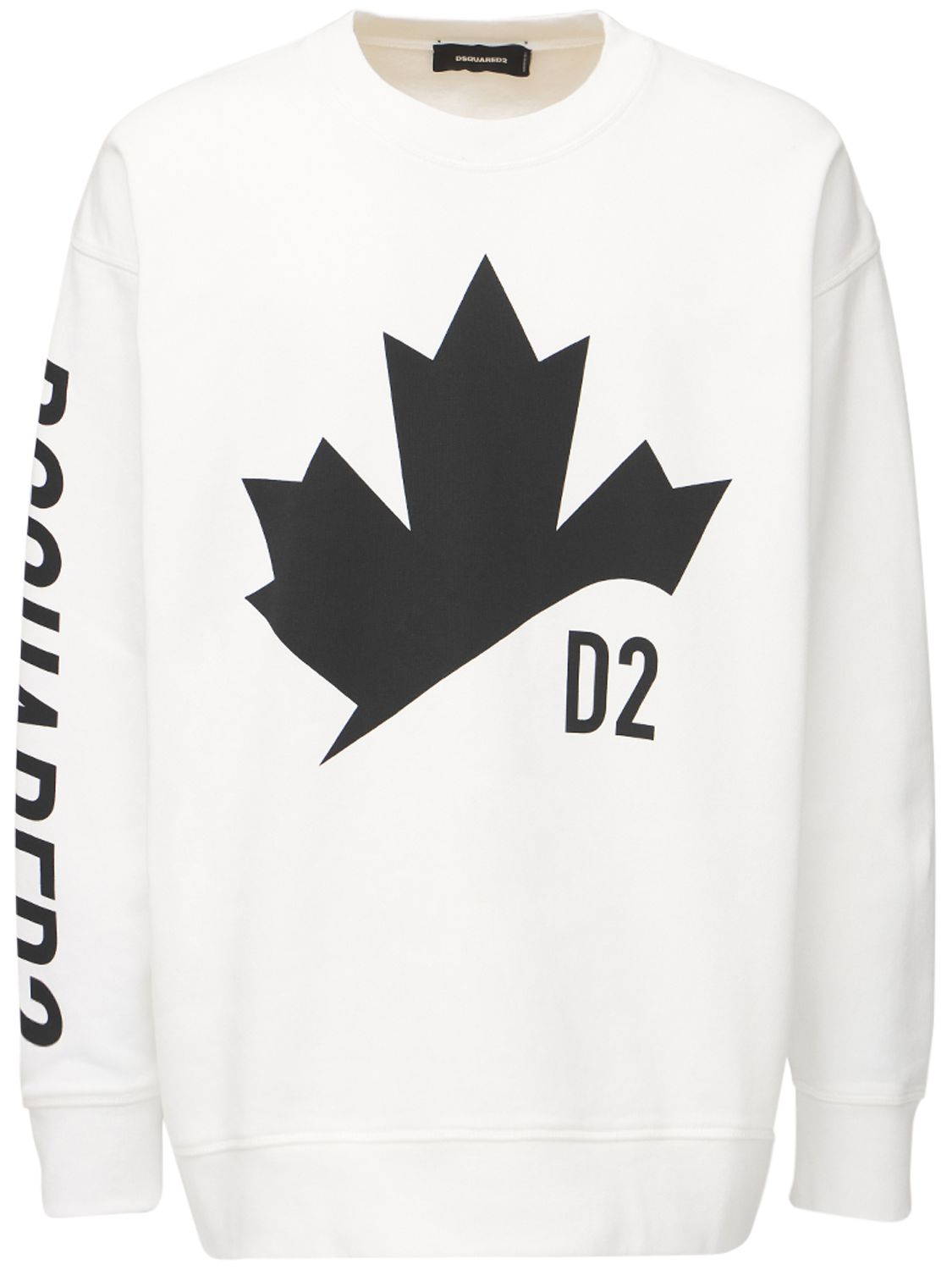 Dsquared2 Printed Over Cotton Jersey Sweatshirt In White