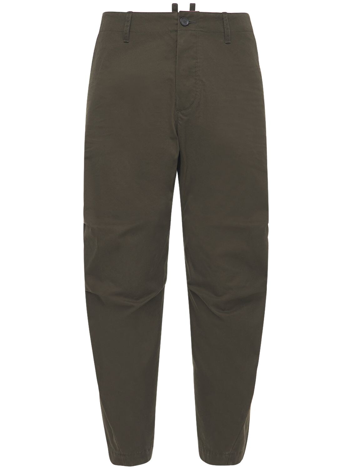 Dsquared2 18cm Skipper Cotton Twill Pants In Military Green