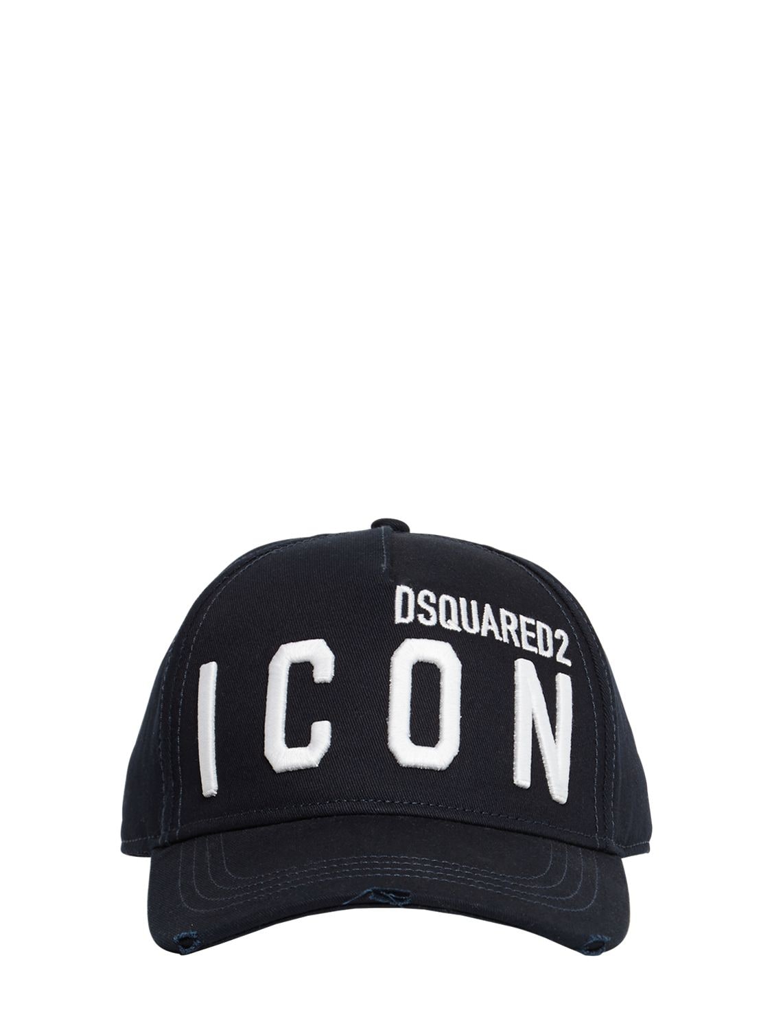 Dsquared2 Icon Embroidery Cotton Gabardine Cap In Navy,white
