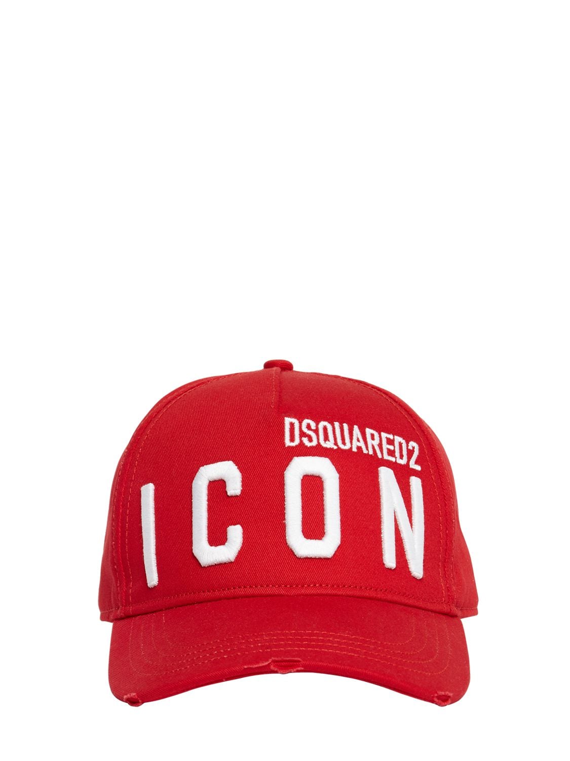 Dsquared2 Icon Embroidery Cotton Gabardine Cap In Red,white