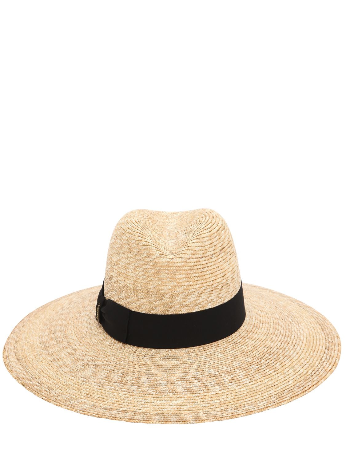 Shop Borsalino Sophie Medium Brim Straw Hat In Natural,black