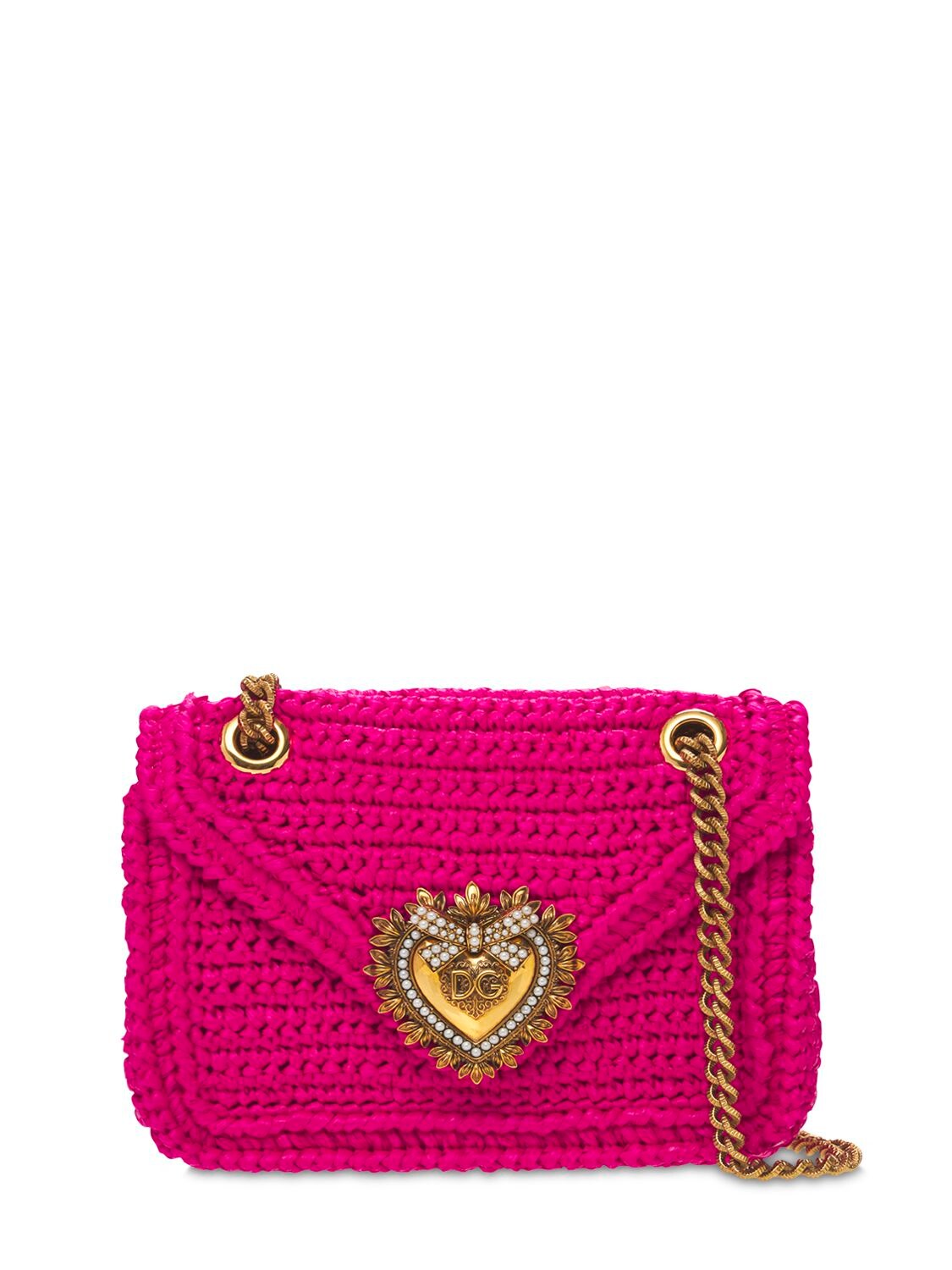 Dolce & Gabbana Mini Devotion Crochet Shoulder Bag In Fuchsia | ModeSens