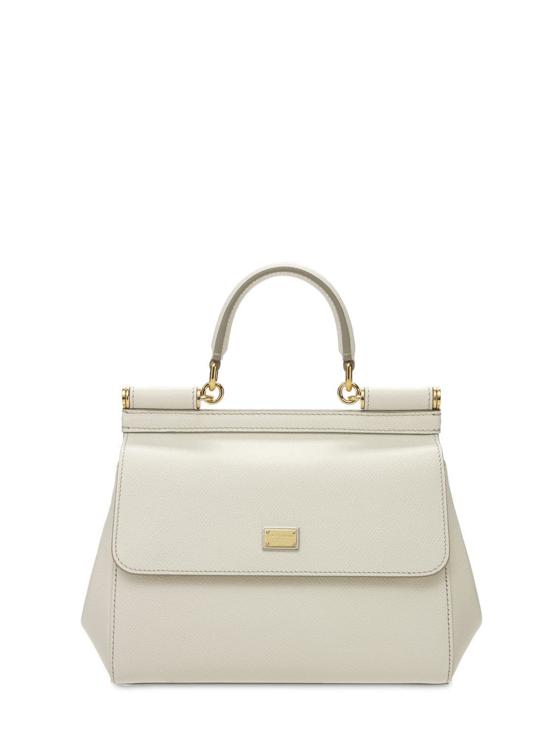 Dolce & Gabbana Small Sicily Dauphine Leather Bag In Bianco