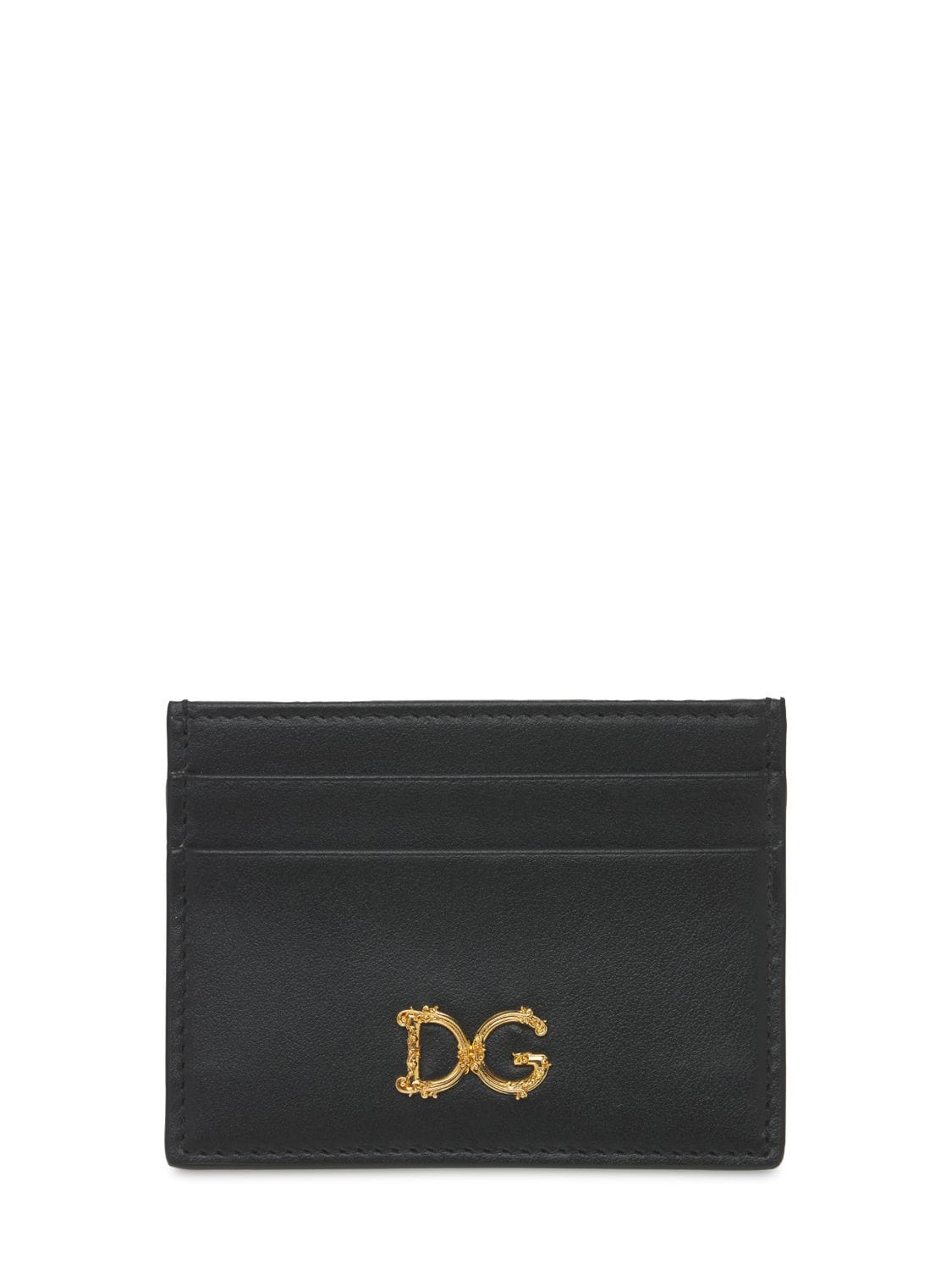 Dolce & Gabbana Dg Girls Barocco Leather Card Holder In Black