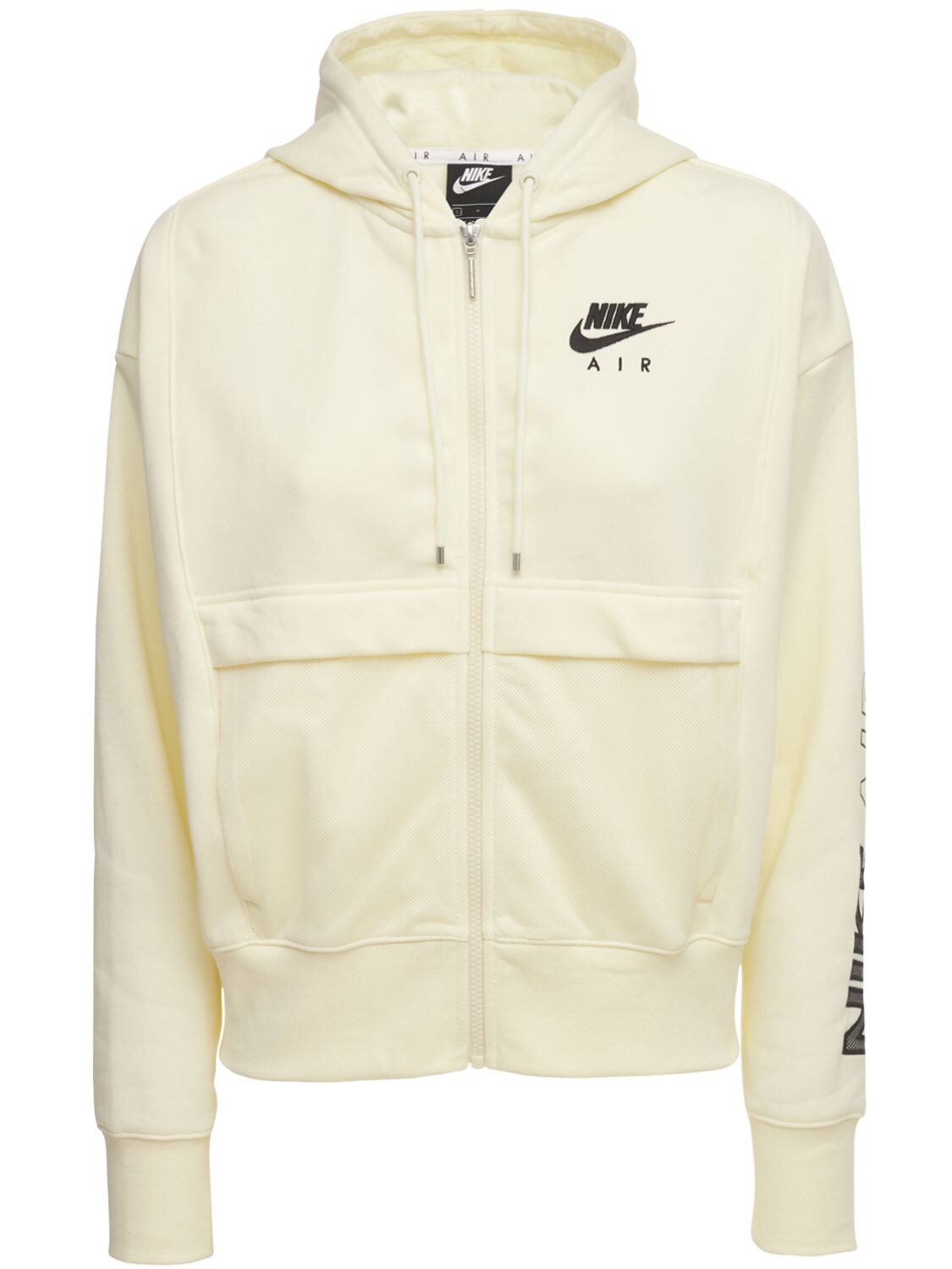 Nike Logo Cotton Blend Zip Sweatshirt Hoodie In White