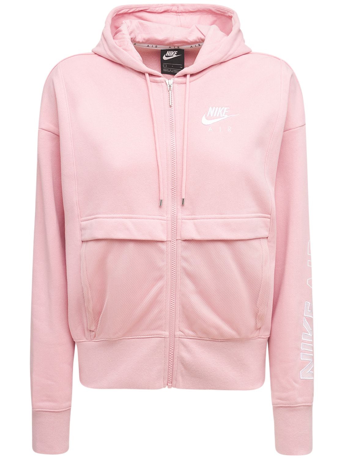 Nike Logo Cotton Blend Zip Sweatshirt Hoodie In Pink