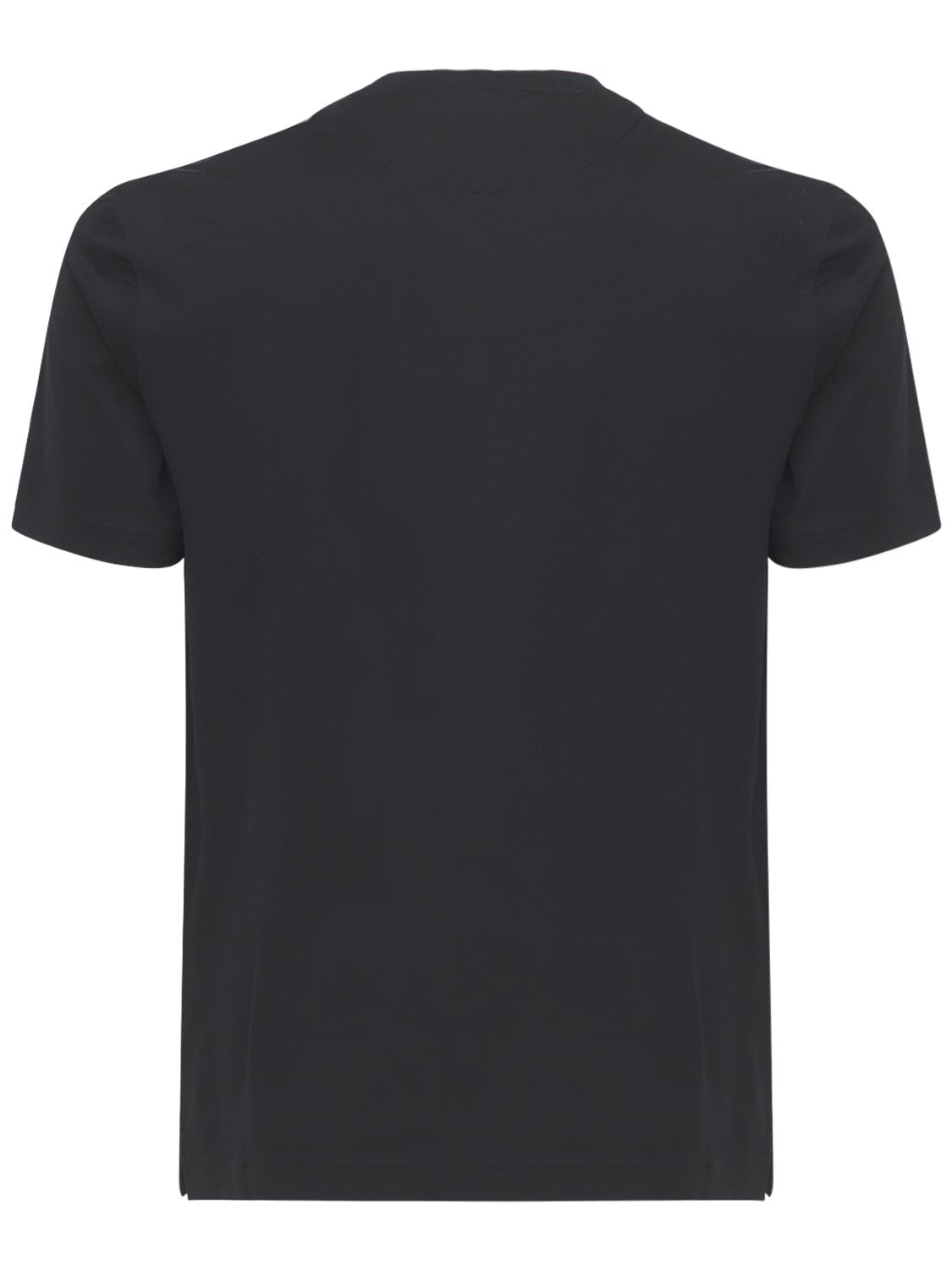 Shop Prada Cotton Crewneck T-shirt W/ Logo Pocket In Black