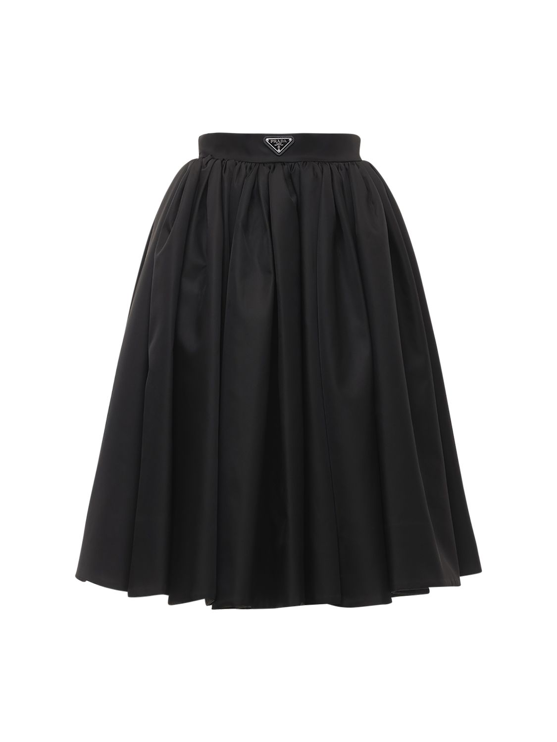 Prada Black Wide Pleated Gabardine Re-nylon Skirt | ModeSens
