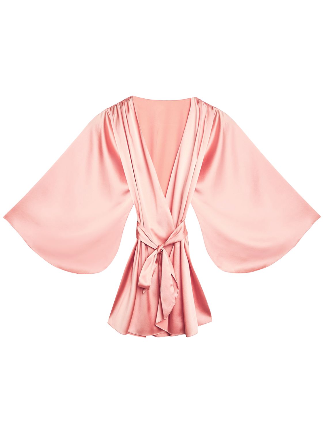 Fleur Du Mal Belted Stretch-silk Satin Robe In Pink