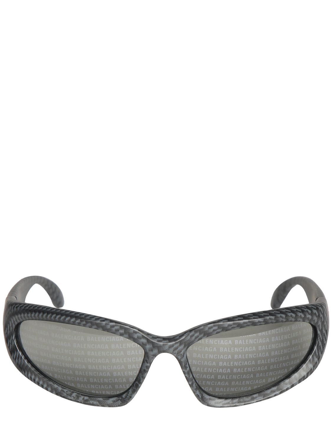 Balenciaga Swift Oval 0157s Monogram Sunglasses In Grey,silver